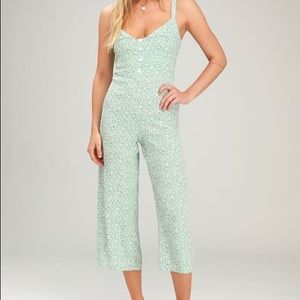 Green Floral Print Jumpsuit